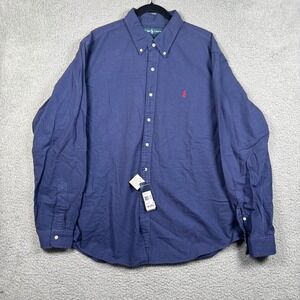 NWT Ralph Lauren Oxford Mens 2XL Blue Cotton Button Down Shirt Pony Long Sleeve